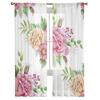 Bouquets With Flowers Roses Sheer Window Curtains For Living Room Bedroom Modern Voile Tulle Curtains Fabric Drapes For Kitchen