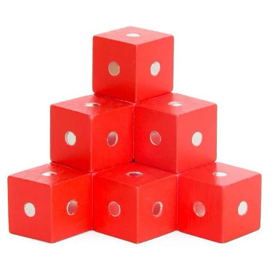 

Монтессори 2*2*2 см квадратный куб Радужные магнитные блоки строительные сборочные блоки развивающие деревянные игрушки для детей 10PCS-Red