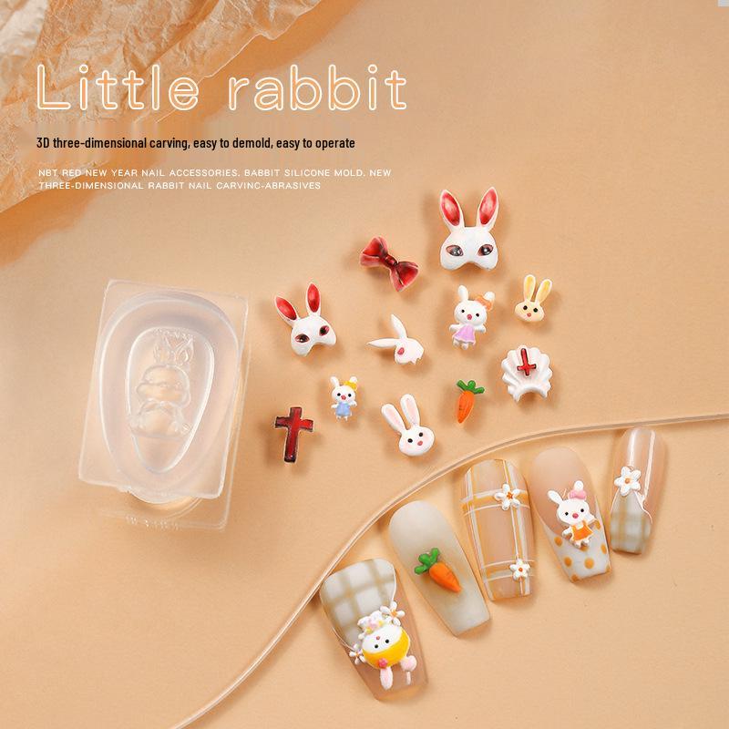 3D Heart Bunny Nail Art Silicone Mold - Japanese Design