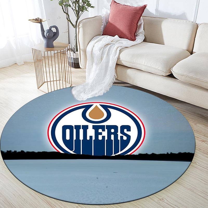 Edmonton Oilers2 Round Area Rug,Carpet Rug for Living Room Bedroom Sofa Playroom Decor,Non-slip Floor Mat