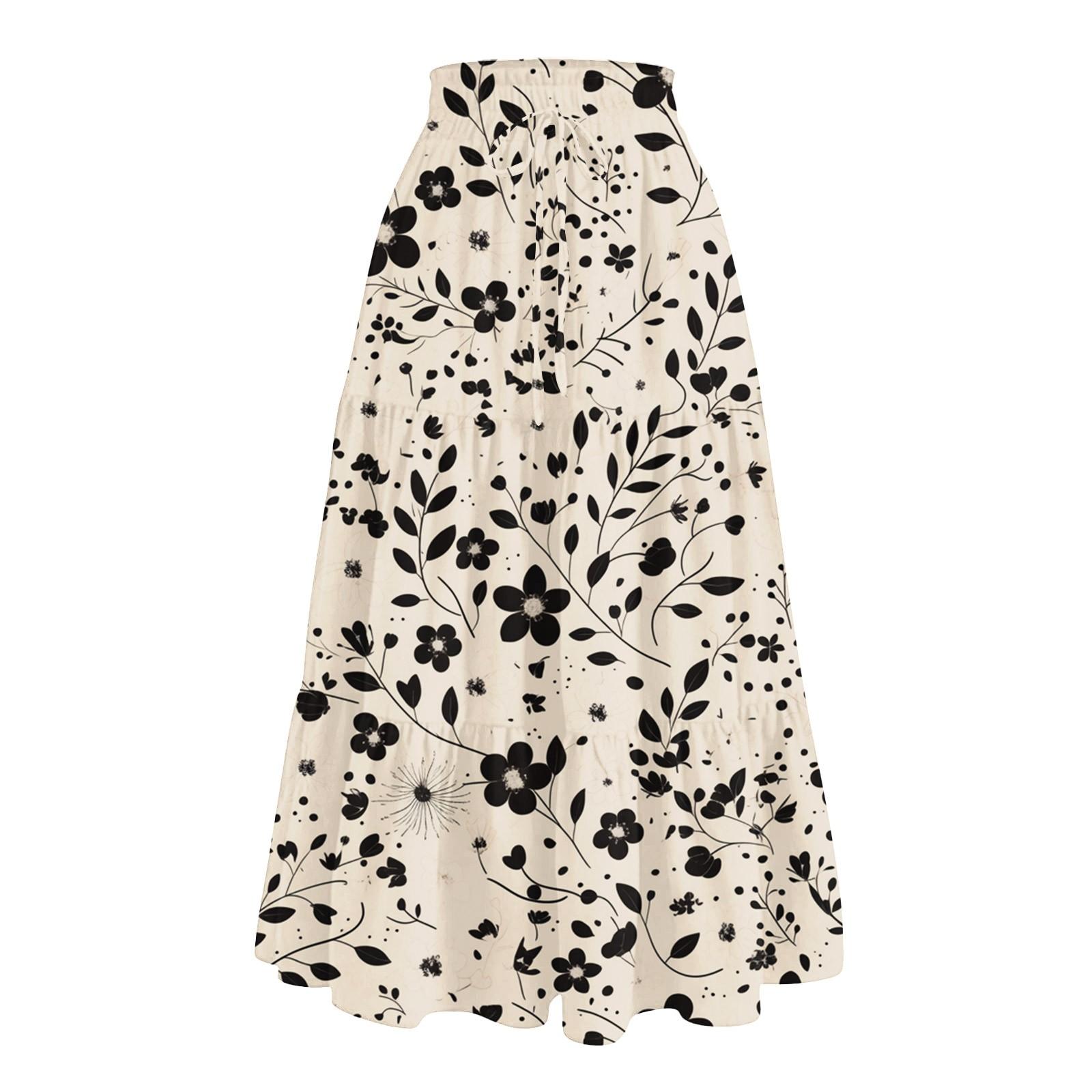 

Женская повседневная и модная юбка с цветочным принтом и эластичным поясом, свободная юбка с талией M хаки