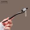 New Chinese Style Elegant Lotus Tassel Black Wood Hairpin Retro Hair Stick Back Head Updo Hair Accessory for Horse Face Skirt Daily Wear