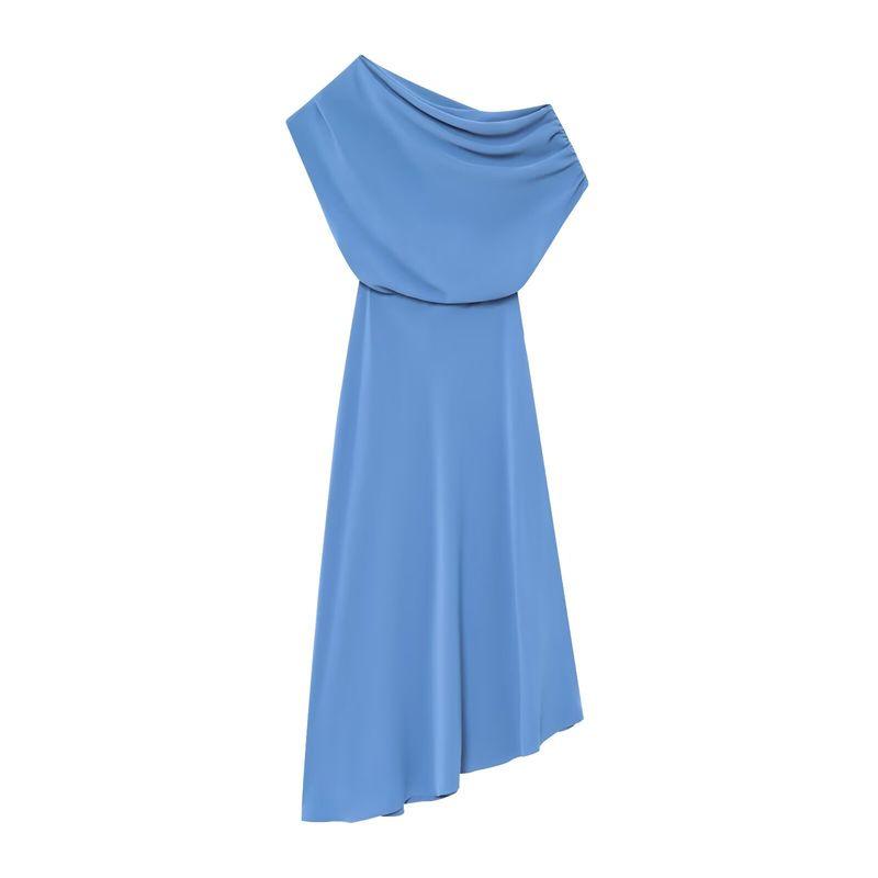 

Kaslead Новинка Женская одежда Модный стиль Модный Слим Косое плечо Талия Минималистичная длинная юбка 87096352 Royal Blue L