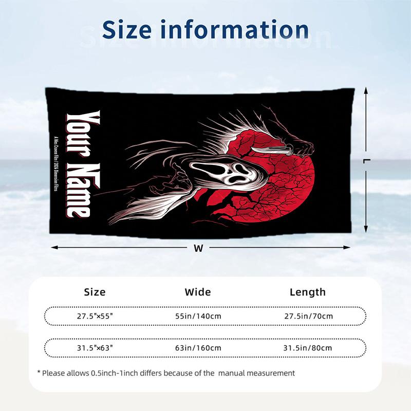 Beach Towel Custom Name Text, Quick Dry Large Towel For Beach HomeScream Ghostface