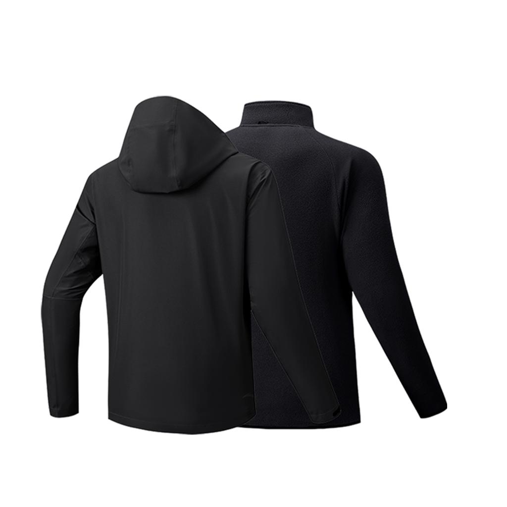 Anta Water Shell Earth Shell Outdoors Series 3 In 1 Jacket Hiking Climbing Suit Waterproof Windproof Jacket Men Jacket Basic-Black 952546601-5