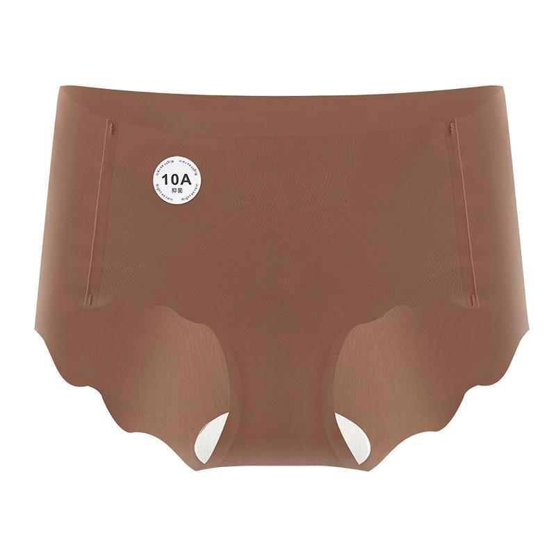 

Seamless Ice Silk Underwear for Women 10A Antibacterial Pure Cotton Crotch Comfortable Skin-friendly Breathable Mid-waist Women s Triangle Underwear M глибокий кавового кольору
