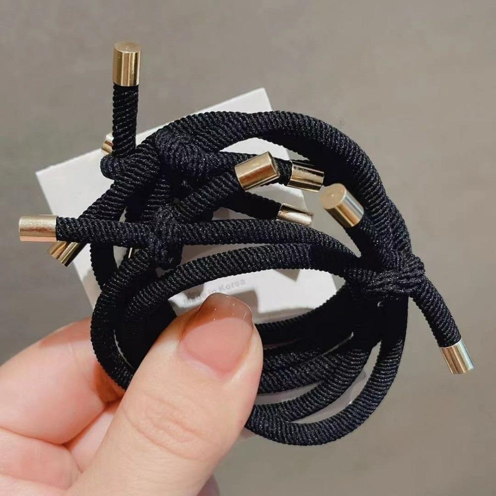 5PCS Gold Plated Elastic Hair Rubber Bands Mix Color Styling Decoration Hair Bands High Elasticity Ponytail Holder