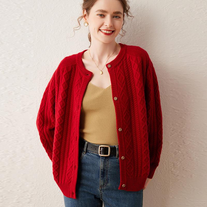 

Кашемировый кардиган на пуговицах с ромбовидным узором - Коллекция Осень/Зима 2024 One Size