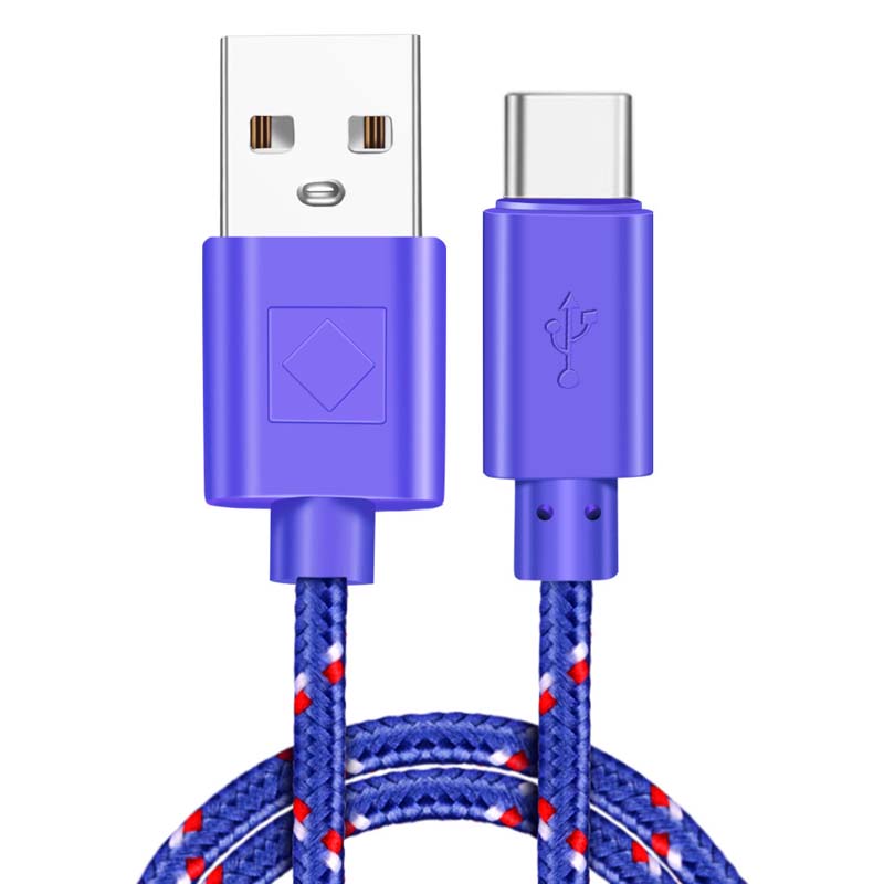 1M/2M/3M Nylon Woven Type-C Data Cable 3A Fast Charging USB-A Cord Charger For Samsung Xiaomi Huawei Phone Charger Wire