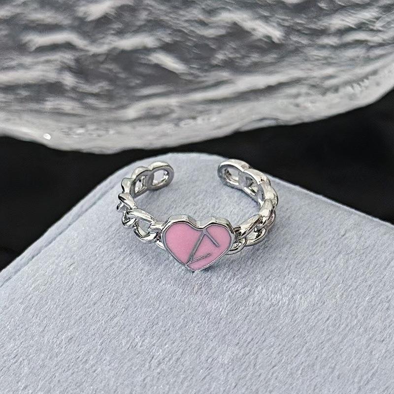 Love Language Sweetheart Girl Qixi Festival Atmosphere Electrocardiogram Love Ring Female Sweet Cat Exquisite Index Finger Ring Adjustable opening