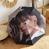 1pc Ayliva Exquisite Poster Art Umbrella Portable Folding Umbrella Iron Frame Hole Bone Structure Outdoor Home Umbrella