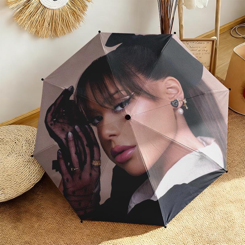 1pc Ayliva Exquisite Poster Art Umbrella Portable Folding Umbrella Iron Frame Hole Bone Structure Outdoor Home Umbrella