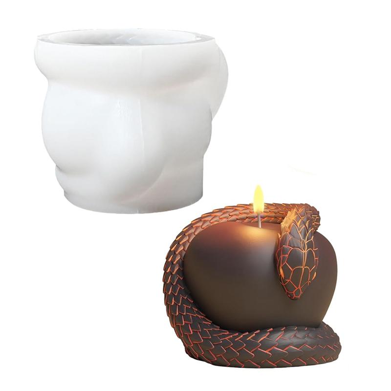 HHO-Halloween Silicone Molds, Snake Candle Molds, 3D Taboo Resin Mold For Scented Candles, Soaps, Wax