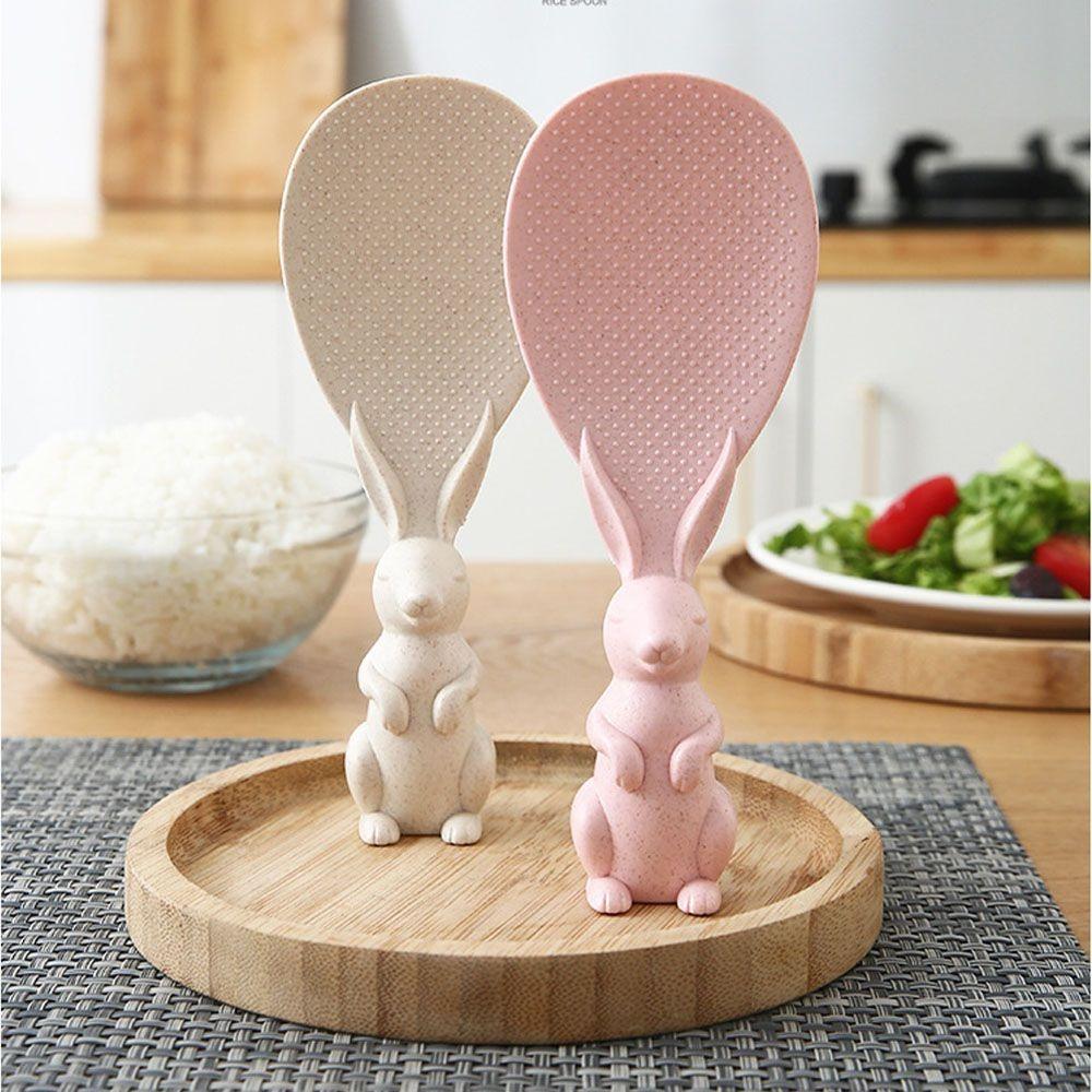 

Non-stick Wheat Straw Rice Spoon Plastic Rice Shovel Creative Rice Spoon Home Kitchen рожевий