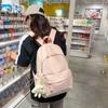 Schoolbag Female Japanese Junior High School Solid Color Backpack High School Student Simple Lazy Style Versatile Backpack Backpack