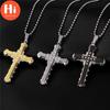 Hi 4 Colors Crystal Cross Pendant Silver Gold Black Stainless Steel Zirconia Jesus Cross Pendant Necklace Jewelry