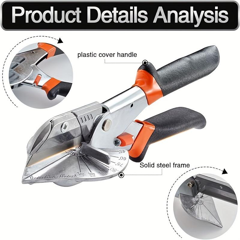 Adjustable Multi-angle Miter - 45-135 Degrees, Black Carbon Steel Hand Tool with 10 Blades, Suitable for Cork, Plastic, PVC and Decorative Materials