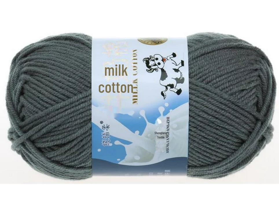 5-Strand Milk Cotton Baby Wool Hat & Scarf Hand-Woven Medium-Thick Yarn Set