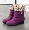 Fashion Plus Velvet Rain Boots Korean New Female Students Non-slip Waterproof Shoes Winter Women Warm Tube Rain Boots Autumn PVC