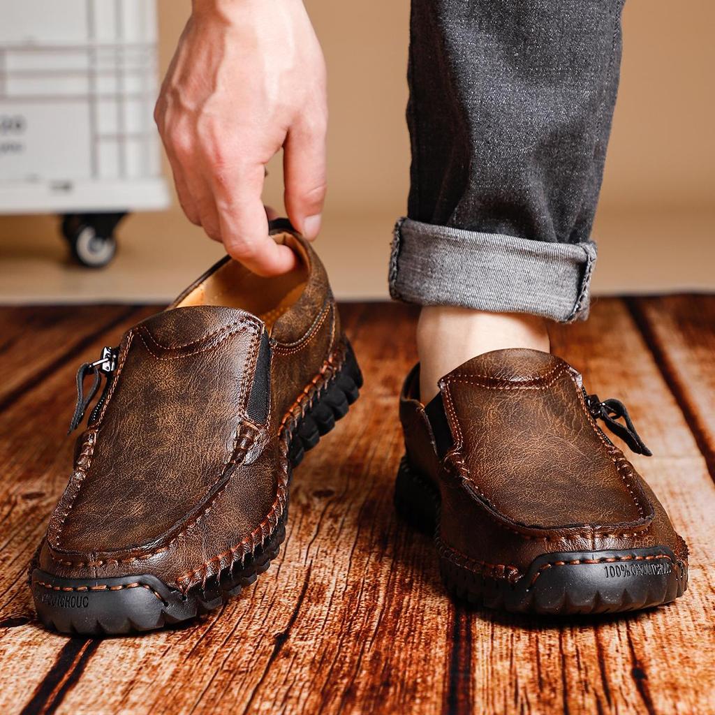 Ręcznie robione męskie buty casualowe z zamszu, wygodne i oddychające mokasyny, męskie buty biznesowe płaskie, buty do jazdy