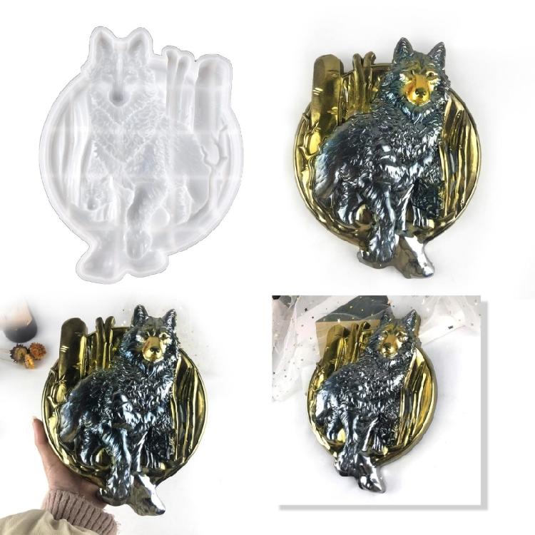 Wall Decor Jewelry Mold Pendant Decoration Cartoon Wolf Relief Mirror Mold