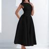 Frühling Europäischer Stil Damenbekleidung Elegantes Einfarbiges Ärmelloses Schlankes Maxikleid