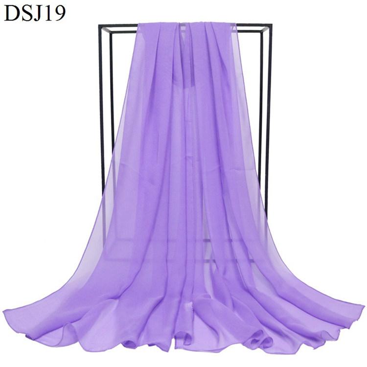 New Pure Color Georgette Silk Scarf Women Monochrome Red Scarves Sun Shawl Female Catwalk Training Dance Wraps