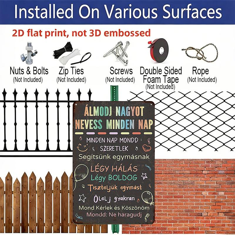 2D Flat Vintage Aluminium Sign | Rustic Farmhouse Style Wall Decor with Vibrant Text and Illustrations, Ideal for Home, Cafe, or As A Gift for