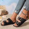 Fashion Summer 2025 Riveted Roman Sandals and Slippers Casual Beach Shoes Double Buckle