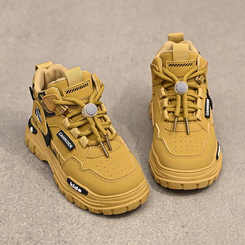 

Детские ботинки Мартин, короткие ботинки, весна и осень, зарубежный стиль, одинарные ботинки для девочек, водонепроницаемые уличные ботинки для мальчиков, детские большие желтые ботинки, спортивные тре 40 жёлтый