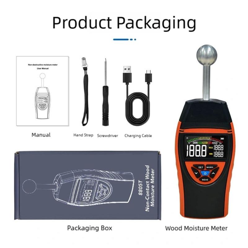 Portable Moisture Detector with LCD Screen for Quick Moisture Testing In Construction Sites and Woodworking Applications