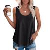 European & American Women's Summer Crew Neck Eyelet Sleeveless Tank Top T-Shirt