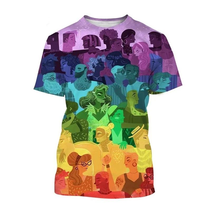 Summer Happy Pride Day Rainbow 3D Print T-Shirts Men Women Short Sleeve T Shirt Oversized Harajuku Y2k Tees Tops Kids Clothing