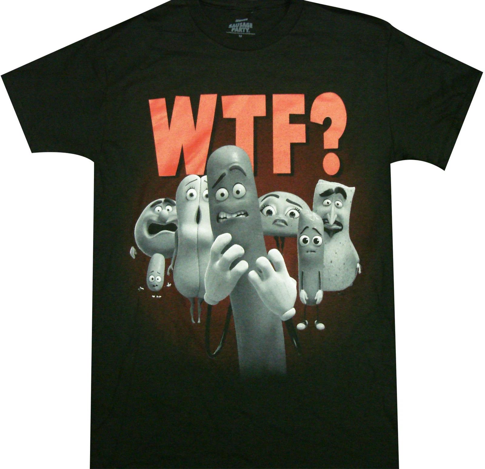 

Official Sausage Party WTF Group Shot Adult T-Shirt - Comedy Movie Seth Rogen M