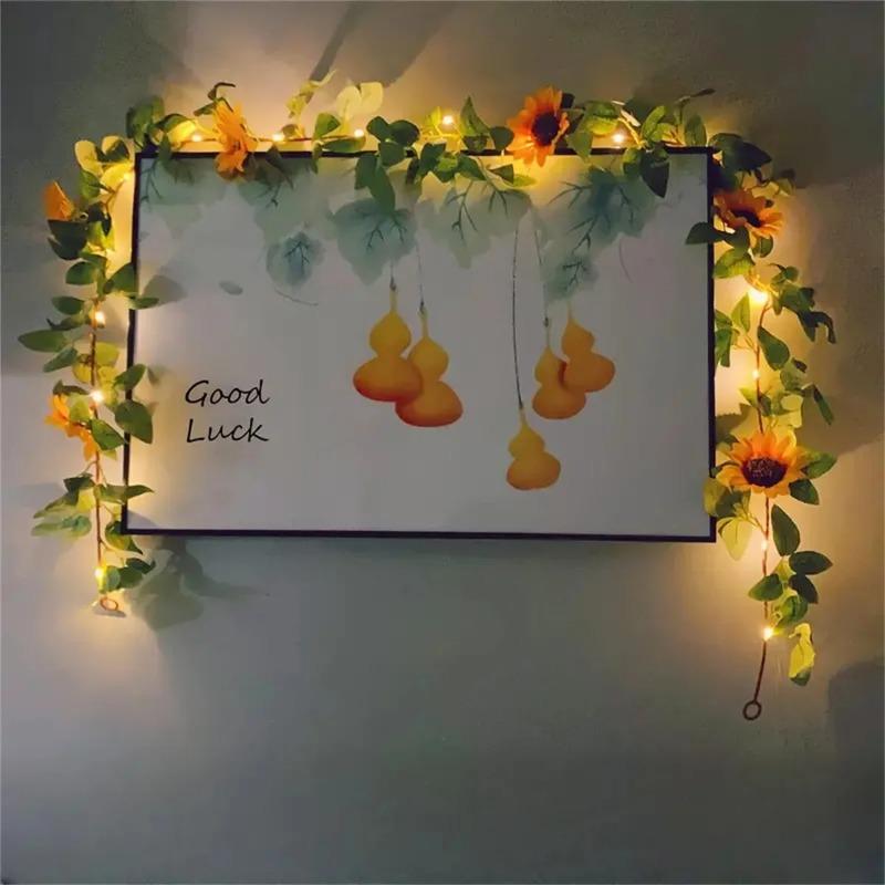 2 5 10M Battery Powered Sunflower String Light Outdoor Waterproof Artificial Flower Vine Atmosphere Lamp for Home Garden Decor