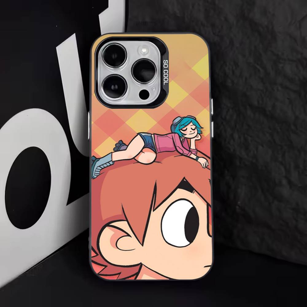 

Cartoon Scott Pilgrim Phone Case For iPhone 16,15,14,13,12,11,8,7,Pro,Max,Plus,Mini,XS,SE Anti Fall Black Matte Hard iPhone16