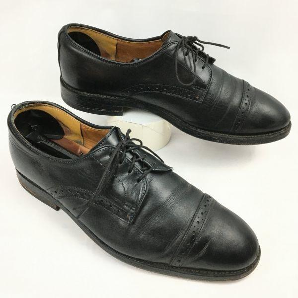 

80s90s Vintage Handmade Cap Toe Shoes Black Size 8.5E (Approx. 26.5cm) Men s