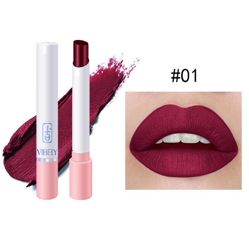 Женский макияж губ Сексуальная матовая стойкая водостойкая увлажняющая помада 01