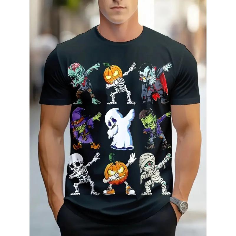 Gorąca Wyprzedaż Goth Halloween Męski T-shirt z Nadrukiem 3D Horror Joker Czaszka Okrągły Dekolt Krótki Rękaw Unisex Koszulka Top Męski Tee