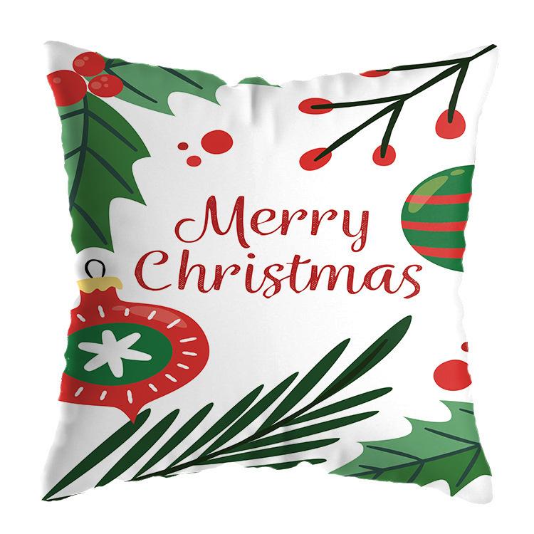Cartoon Santa Claus Pattern Throw Pillow Cover With Short Plush Print Living Room Sofa Decoration Cushion Cover Pillow Covers