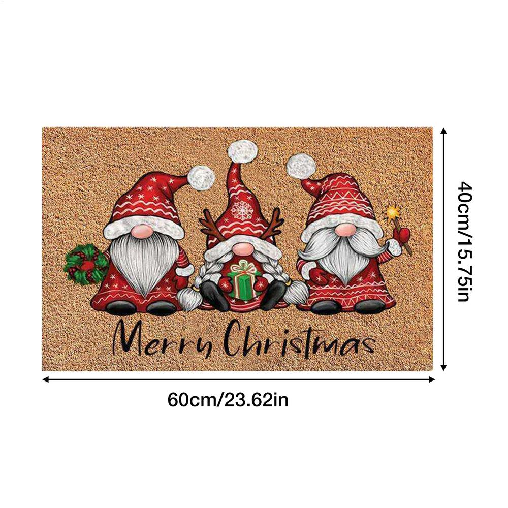 Christmas Carpet Gnome Welcome Doormat Indoor Outdoor Entrance Absorbent Bath Farmhouse Rugs Suitable for Bathroom Kitchen
