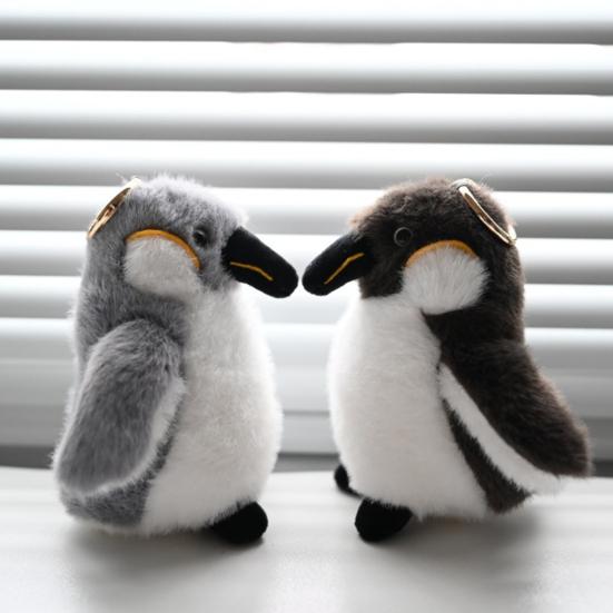 Realistic Penguin Plush Keychain with Metal Ring Soft Stuffed Animal Doll Cute Bag Accessory Stress Relief Gift for Kids Zoo Lovers