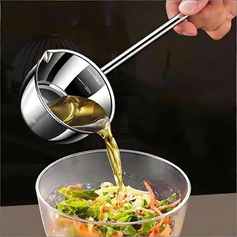 Anti-Burning Handle Stainless Steel Hot Oil Spoon Anti Splashing Food Safe for Home Daily Cooking Frying Use