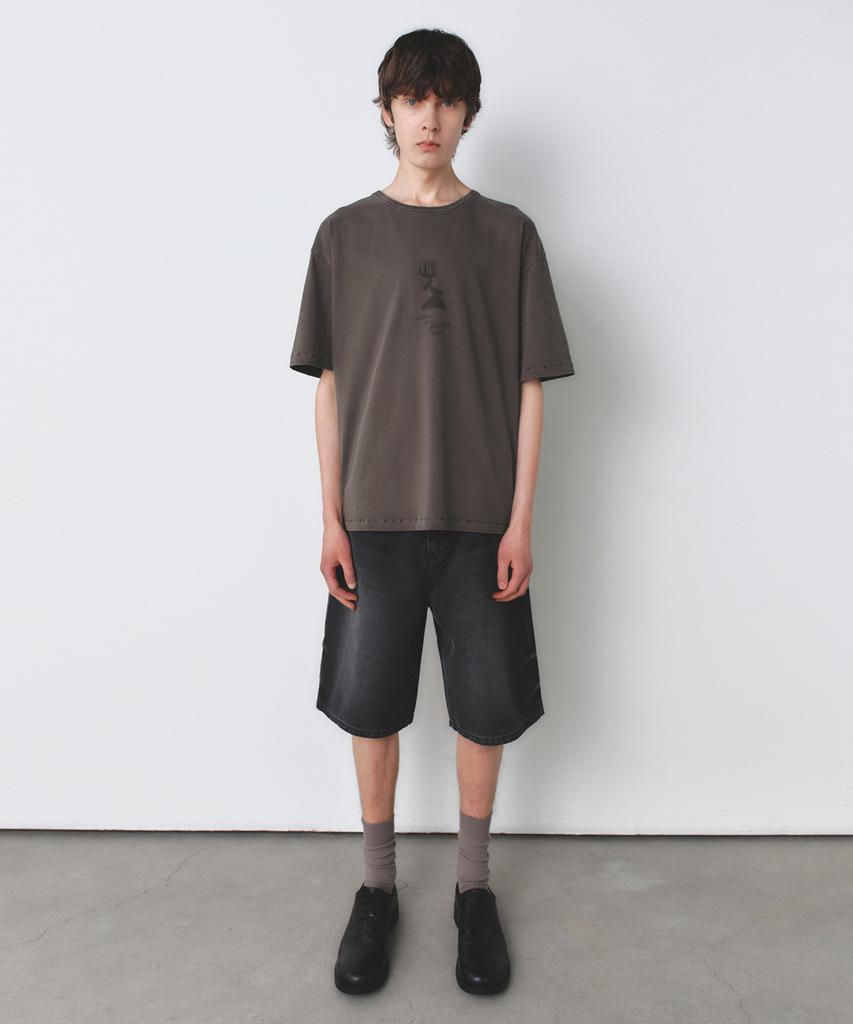 INSILENCE Faded Graphic T-Shirt Brown