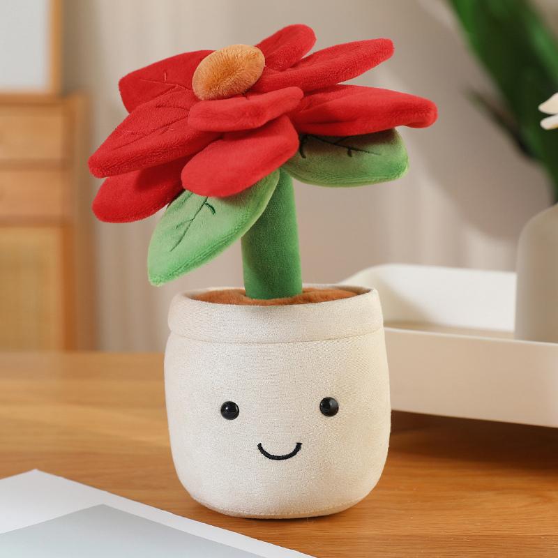 20cm Cartoon Potted Plant Pluche Pop Lotus Gelukskruid Roze Rood Wit Bloemenvaas Pluche Speelgoed Huisdecoratie Cadeau Voor Kinderen about 20cm