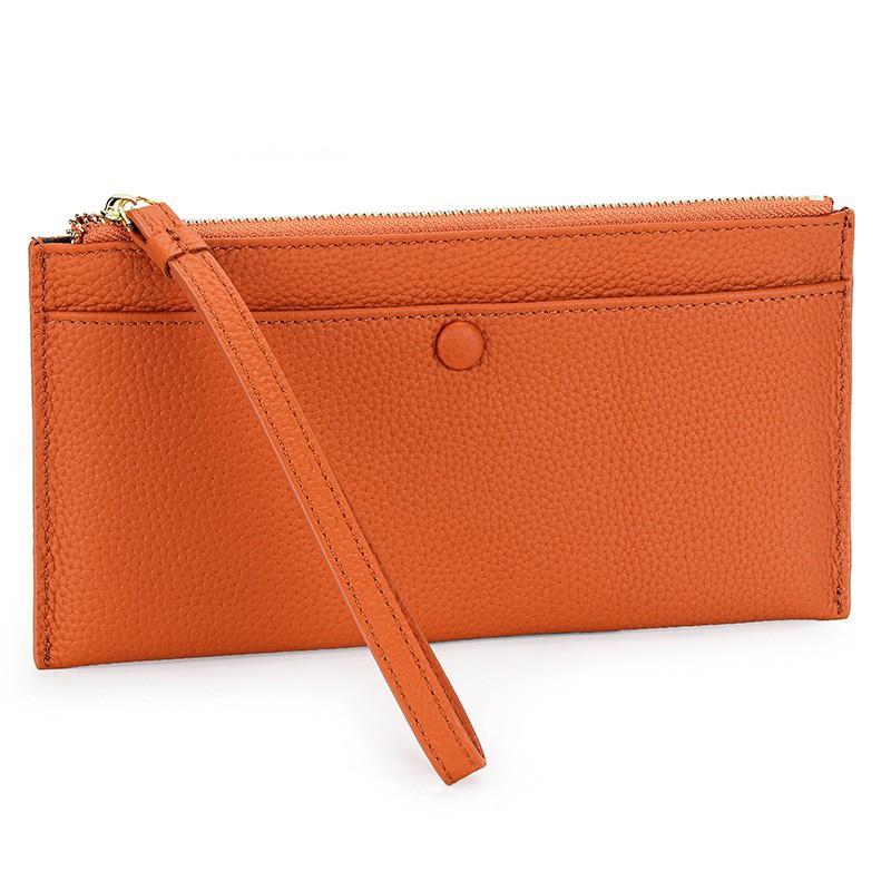 Long Women's Handheld Wallet With Cowhide Multi-function Zipper Large Capacity Wrist Mobile Phone Bag