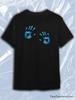 TeeSensation Black Crew Neck Short Sleeve T-Shirt with Blue Thermal Hand Print Graphic