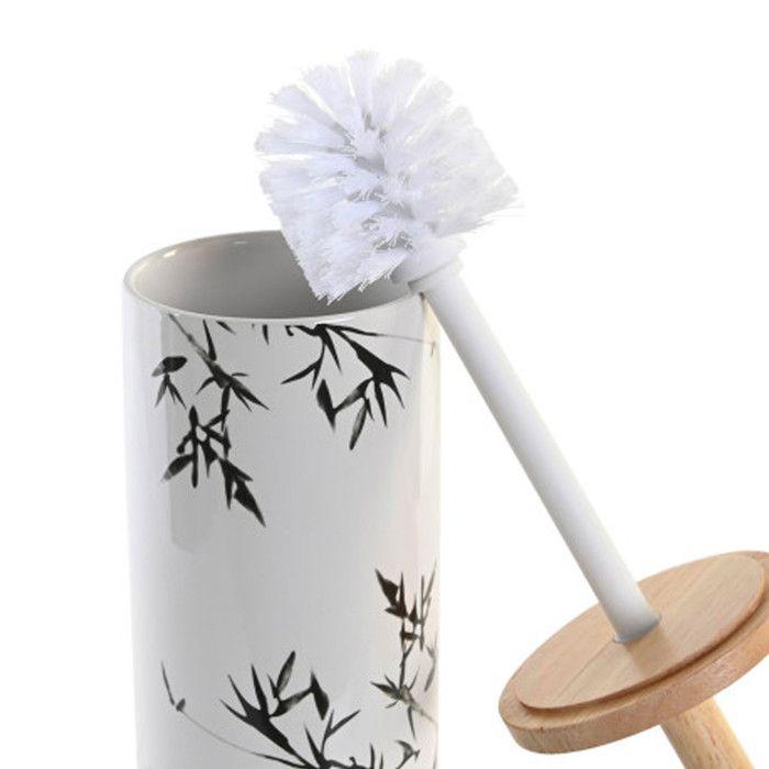 Brosse de salle de wc - DKD Home Decor - Métal et Grès - Blanc - Design Oriental - 10x10x38,5cm