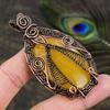 Yellow Fluorite Gemstone Copper Wire Wrap Jewelry Pendant 3.03