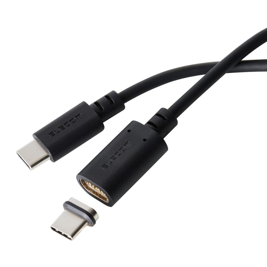 ELECOM USB Cable with Magnetic Detachable USB PD with a Circuit Breaker to Prevent Short Circuits and to Attach and Detach with a Magnetic Type-C